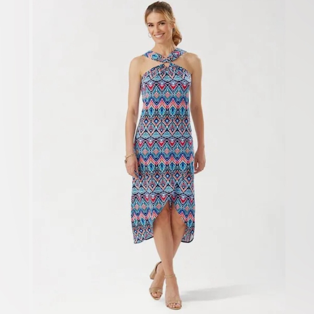 Tommy Bahama Women’s Prima Peacock Midi Blue Island Dress. Size L. $75. Like new
